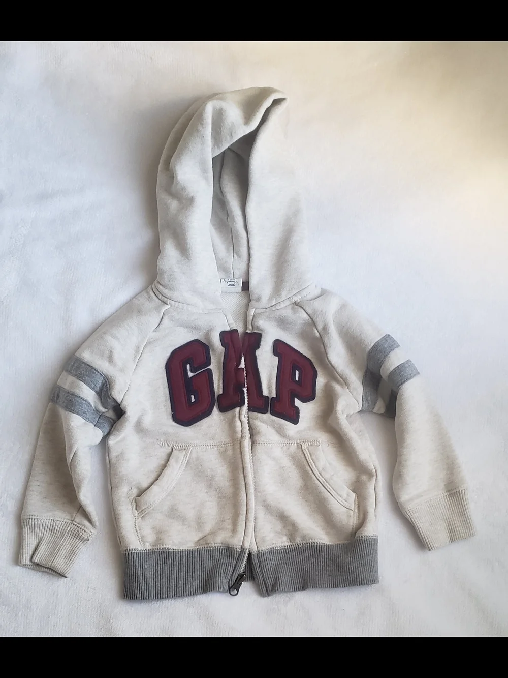 GAP Cream Hoodie with Maroon Logo